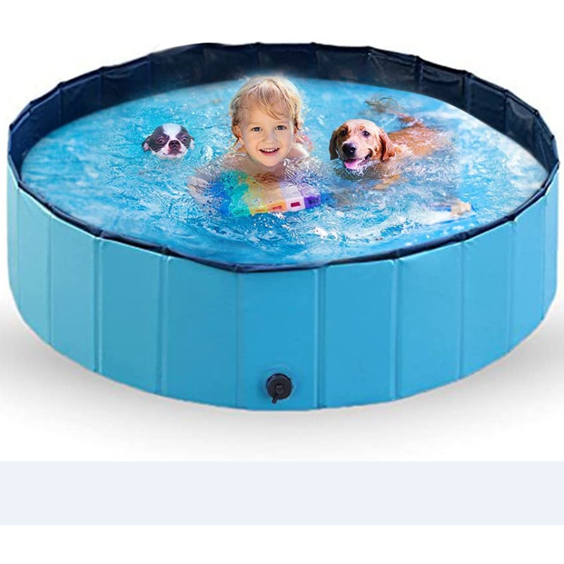 Foldable Dog Pool for Medium Dogs - KizmetKare Portable Pool Plastic Pet BathTub, Outdoor Large Dog Swimming Pool