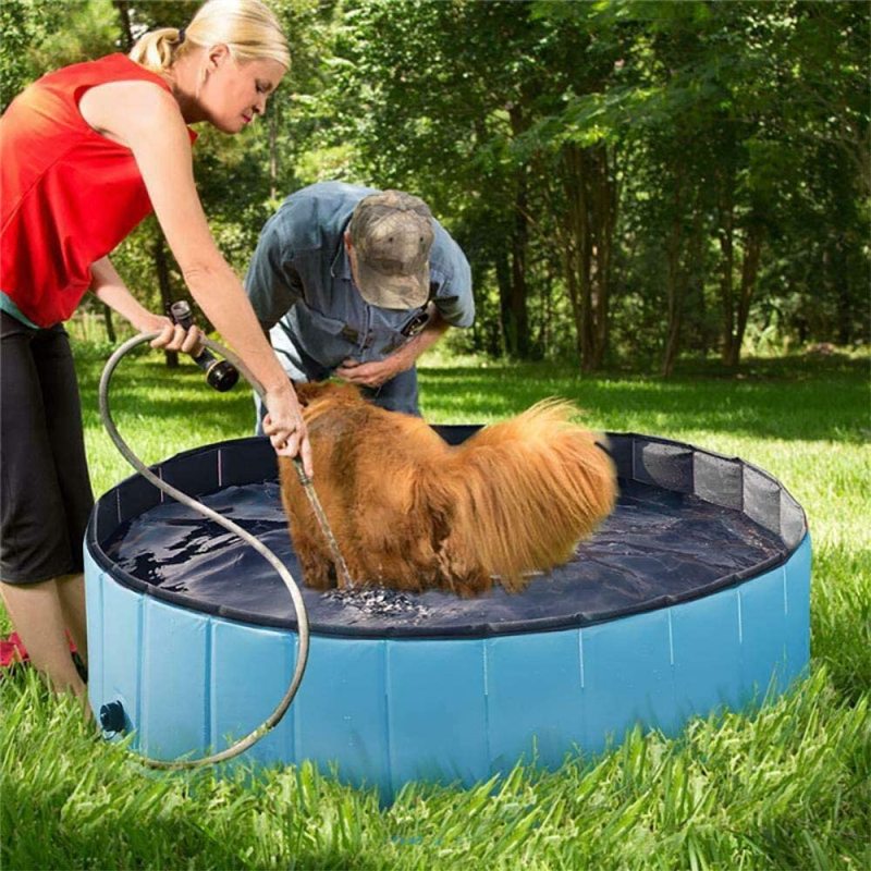 Foldable Dog Pool for Medium Dogs - KizmetKare Portable Pool Plastic Pet BathTub, Outdoor Large Dog Swimming Pool