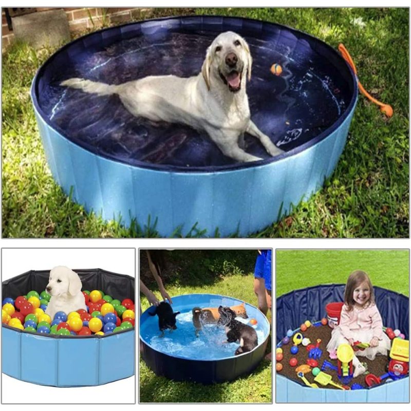 Foldable Dog Pool for Medium Dogs - KizmetKare Portable Pool Plastic Pet BathTub, Outdoor Large Dog Swimming Pool