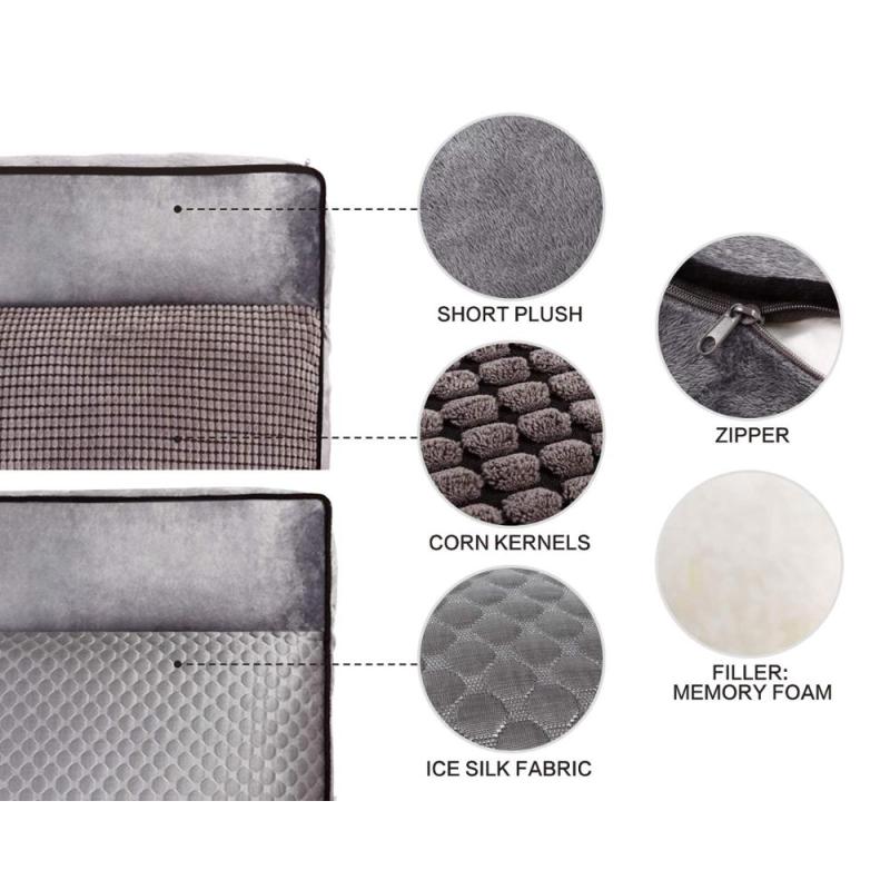 Large pet dog bed Warm Plush & Cool Silk Double-Sided Four Seasons Available Orthopedic Shredded Memory Foam Dog Bed