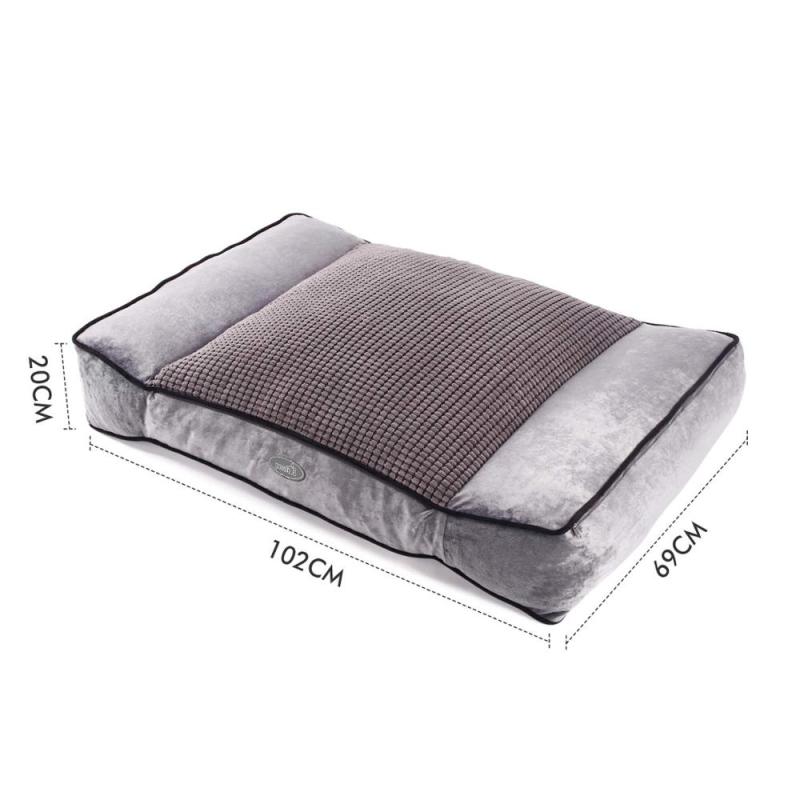 Large pet dog bed Warm Plush & Cool Silk Double-Sided Four Seasons Available Orthopedic Shredded Memory Foam Dog Bed