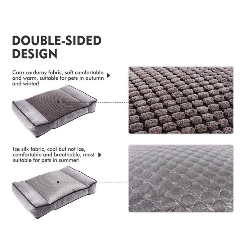 Large pet dog bed Warm Plush & Cool Silk Double-Sided Four Seasons Available Orthopedic Shredded Memory Foam Dog Bed
