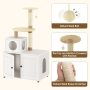Wooden Cat House with Cat Tree Tower Cat Litter Box Litter Cabinet