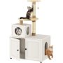 Wooden Cat House with Cat Tree Tower Cat Litter Box Litter Cabinet