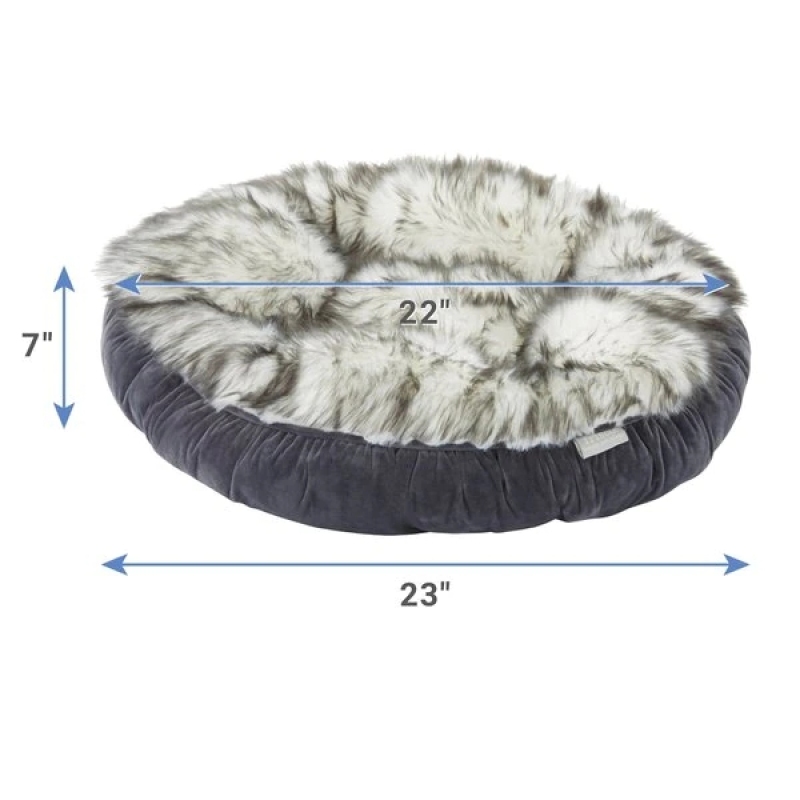 Winter Dog Beds Luxury Faux Fur Velvet Round Bolster Cat Dog Bed Warm Pet Beds for Cats Dogs