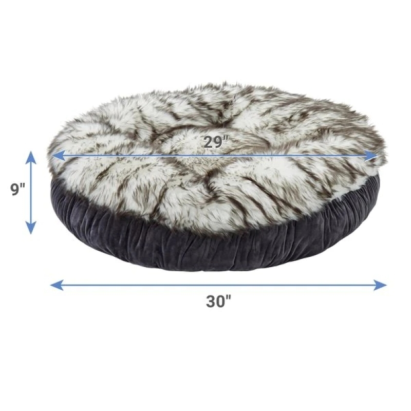 Winter Dog Beds Luxury Faux Fur Velvet Round Bolster Cat Dog Bed Warm Pet Beds for Cats Dogs