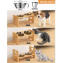 Durable Bamboo Dog Feeder Adjustable Raised Dog Bowls  for Dogs
