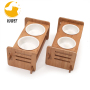 Simple wooden pet bowl stand creative pet shop ceramic cat bowl stand bamboo wooden dog and cat feeding utensil