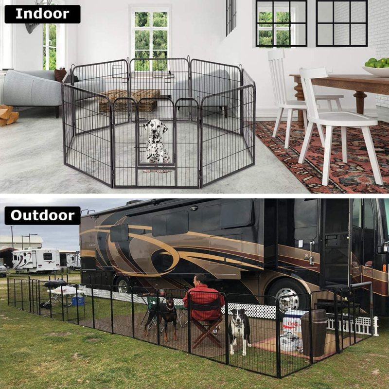 Exercise Pen Dog Crate Metal Dog Fence Playpen Front Yard Fence Cage