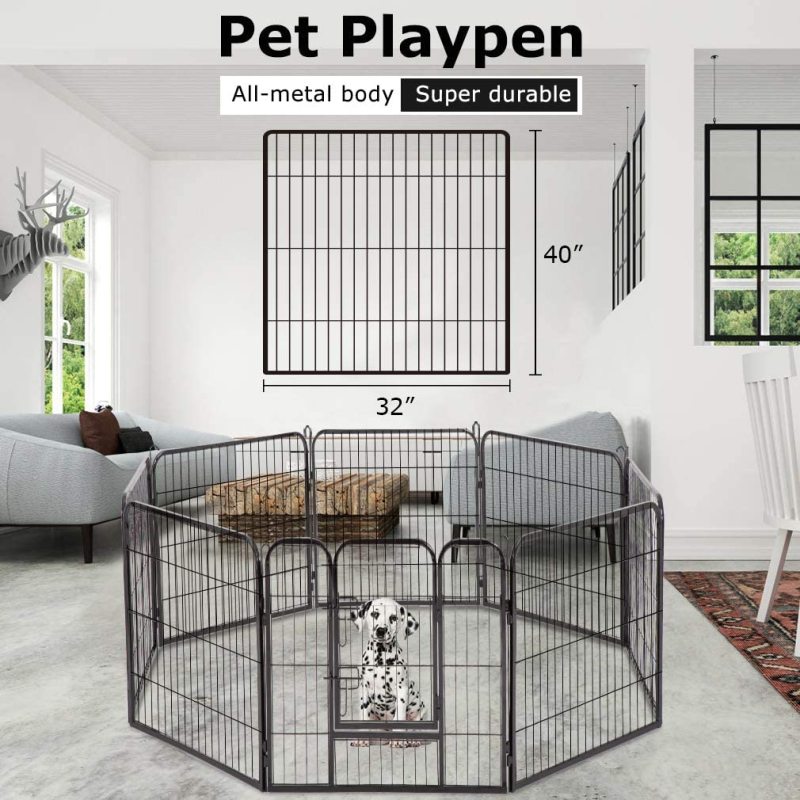 Exercise Pen Dog Crate Metal Dog Fence Playpen Front Yard Fence Cage