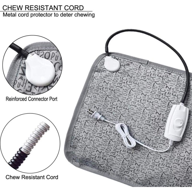 Pet Heating Pad for Cats Dogs Waterproof Electric Heating Mat Indoor, Adjustable Warming Bed with Chew