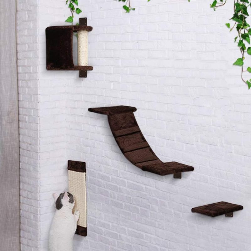 Wall Mounted Set Cat Wall Bridge and Perches for Sleeping Modern Cat Bed And Furniture