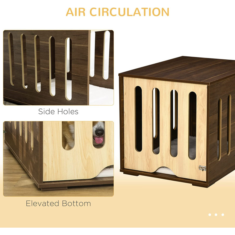 Removable Door Panel Dog Crate End Table with Foam Cushion Indoor Use