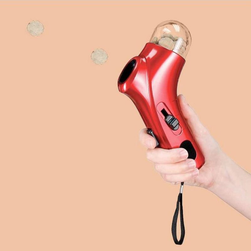 Dog Treat Launcher Hand Held Gun Catapult Ejecting Gun Auto Pets Food Thrower Interactive Fun Snacks Feeder for Dog&Cat