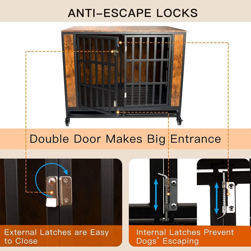Heavy Duty Dog Crate Dog Kennel Furniture with Removable Trays