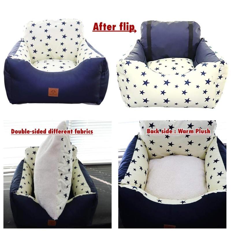 Dog Car Seat Puppy Booster Pet Travel Car Bed Dogs Carrier Non-Slip with Storage Pocket and Belt,