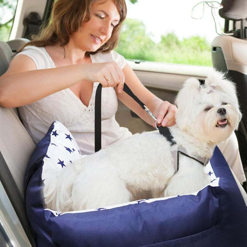 Dog Car Seat Puppy Booster Pet Travel Car Bed Dogs Carrier Non-Slip with Storage Pocket and Belt,