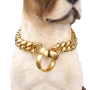 Gold Chain Dog Collar Heavy Duty Stainless Steel Cuban Link Dog Collar Chain Stainless Steel Dog Necklace