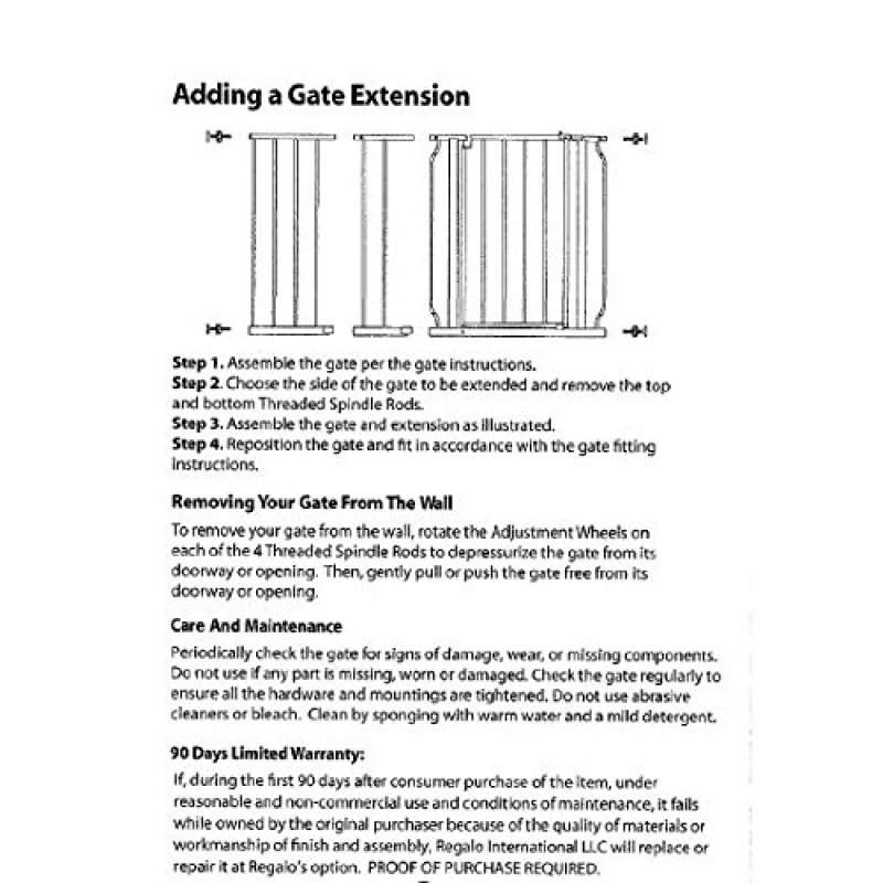 Bonus Kit Super Wide Baby Gate Extension Kit 4 Pack Pressure and 4 Wall Cups and Mounting Kit