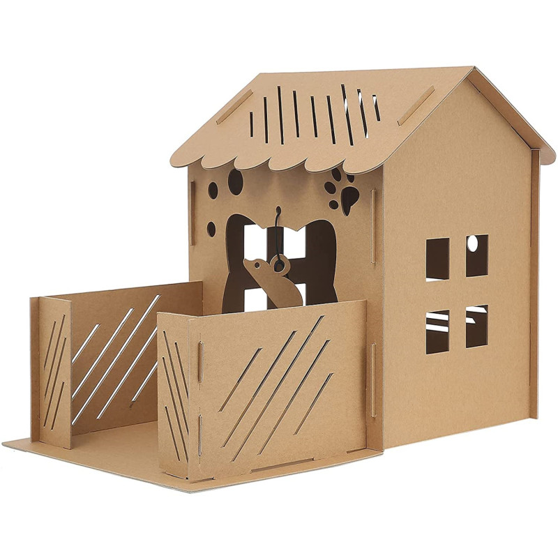 Easy Assembling Detachable Cat Dog Cushion Bed House Cardboard Cave Tent Replaceable Scratching Pet Bed Burrow Hut Pet Condo