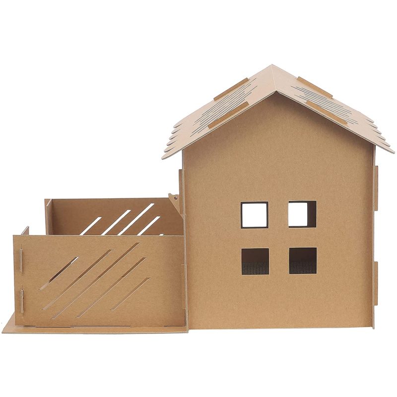 Easy Assembling Detachable Cat Dog Cushion Bed House Cardboard Cave Tent Replaceable Scratching Pet Bed Burrow Hut Pet Condo