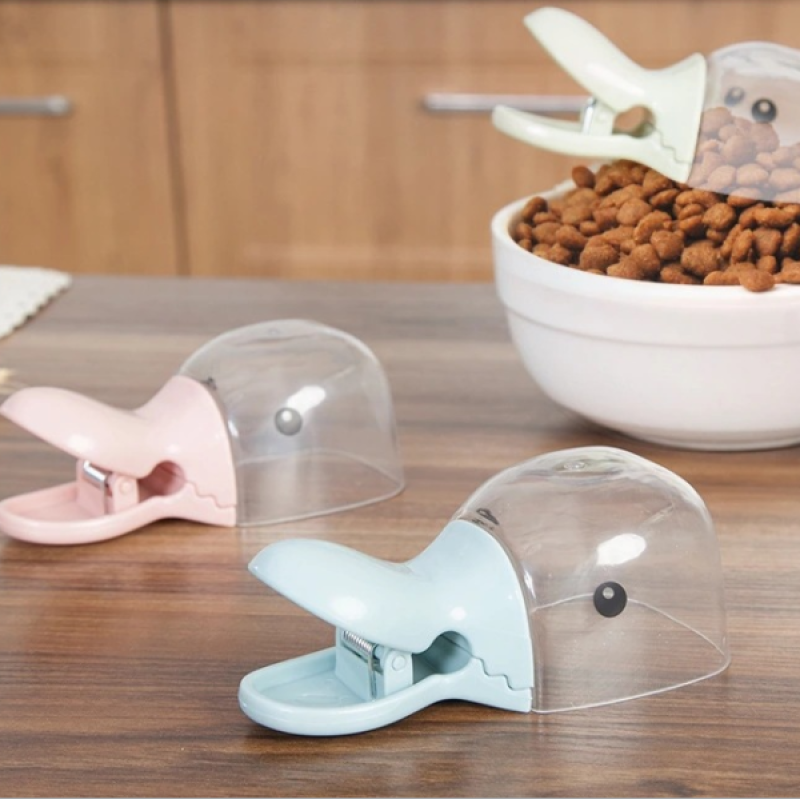 Pet Cat Dog Food Shovel Mutli-Function Feeding Scoop Spoon with Sealing Bag Clip Creative Measuring Cup Portable Pet Food Spoon