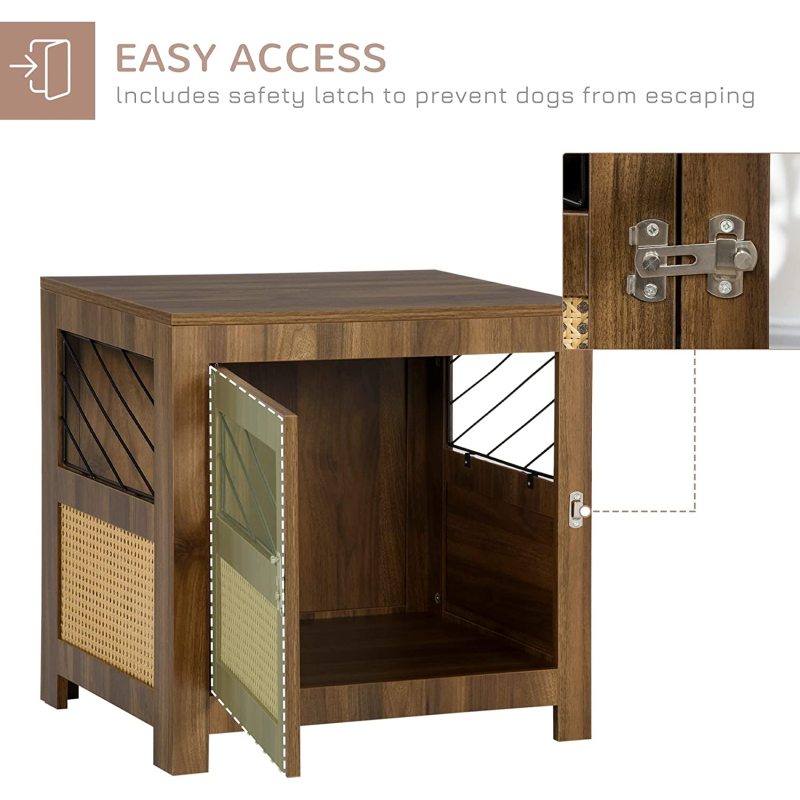 Miniature  Wooden Dog Kennel Furniture with Cushion Lockable Door