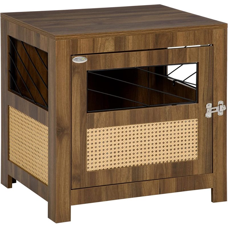 Miniature  Wooden Dog Kennel Furniture with Cushion Lockable Door