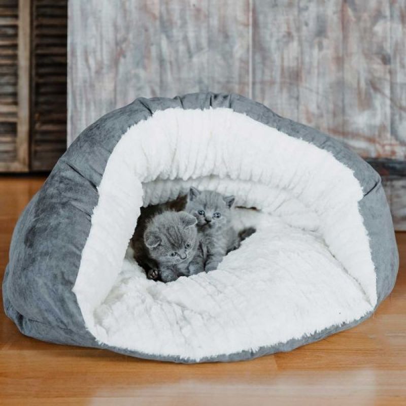 Foldable Warm Cat Cattery Condo Kitten Shelter for Indoor with Removable Cushioned Pad