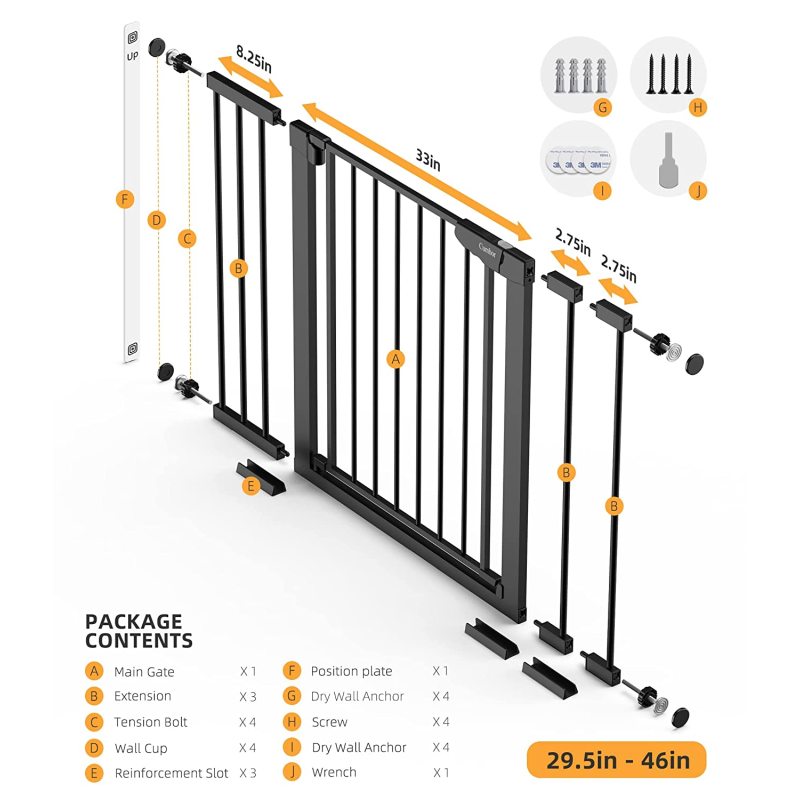 Easy Walk Thru Durability Dog Gate for House Safety Baby Gate Extra Tall and Wide Child Gate