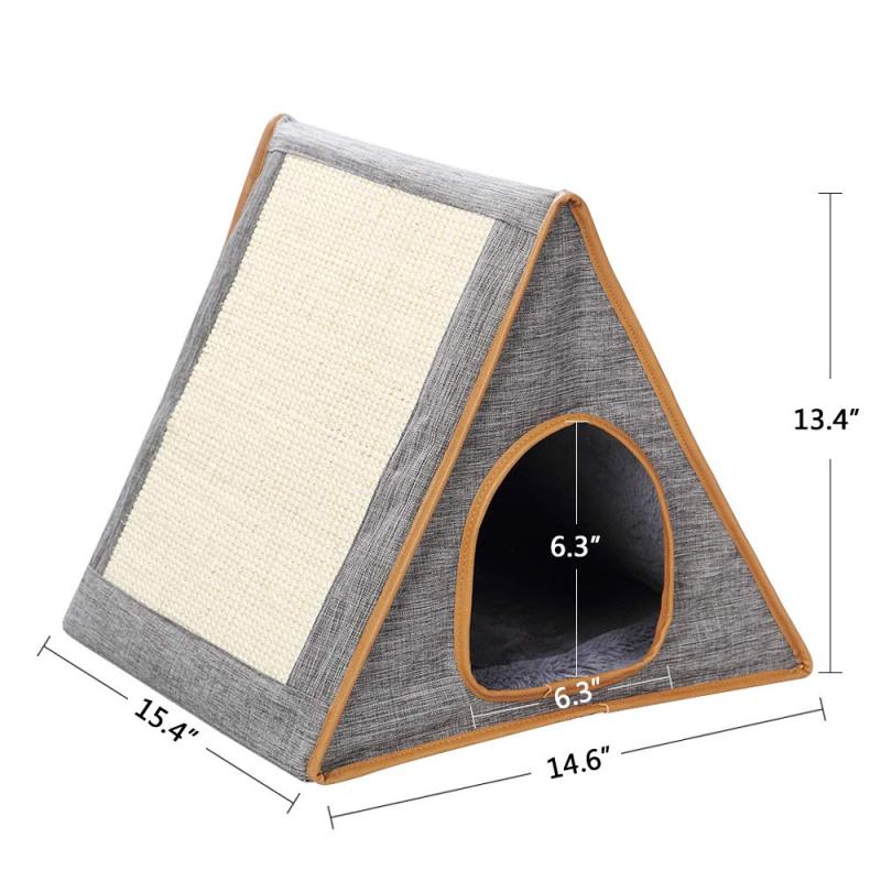 Portable Warm Fold Cat House Condo with Cat Scratching Board fit for Indoor or Outdoor