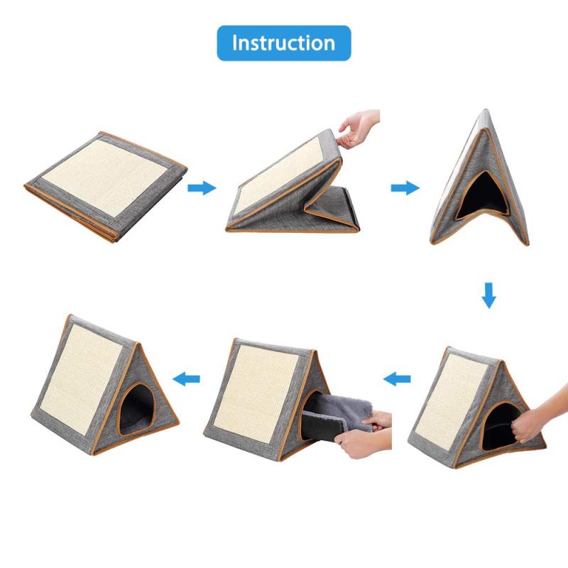 Portable Warm Fold Cat House Condo with Cat Scratching Board fit for Indoor or Outdoor