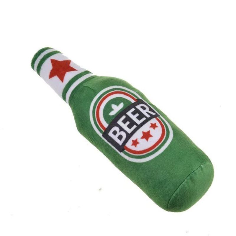 Bite Resistant Bottle Shape Toy Dog Pet Squeaky Plush Toy Pet Dog Toy for Aggressive Chewers