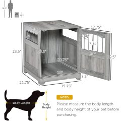 Wooden End Table Pet Kennel Dog Crate with Lockable Door for Small Medium Dog Indoor