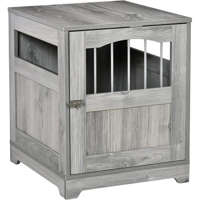 Wooden End Table Pet Kennel Dog Crate with Lockable Door for Small Medium Dog Indoor