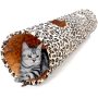 Plush Leopard Printed Single Pass Cat Tunnel Tickling Paper Soft Collapsible Cat Tunnel Pet Cat Toy