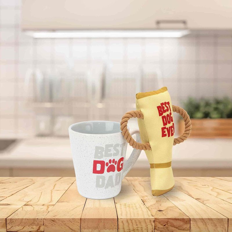 Dog Dad Mug and Dog Toy Set - Great Gift Idea for Pet Owners - Cute Dog Stocking Stuffer