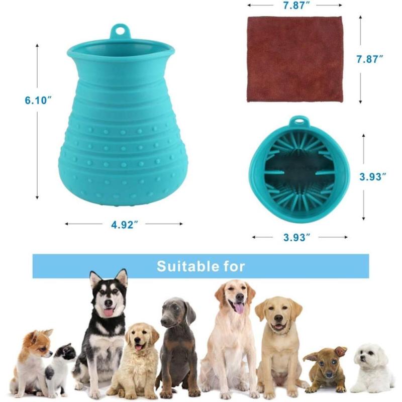 Dog Paw Cleaner Cup with Towel Pet Foot Washer Dog Cleaning Brush for Puppy Cats paw cleaner cup