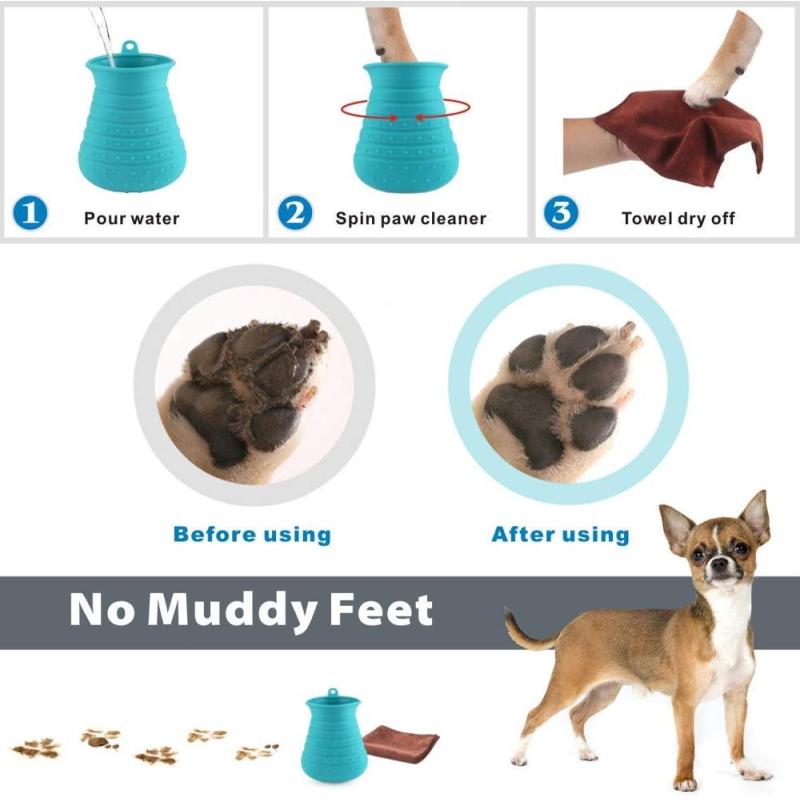 Dog Paw Cleaner Cup with Towel Pet Foot Washer Dog Cleaning Brush for Puppy Cats paw cleaner cup