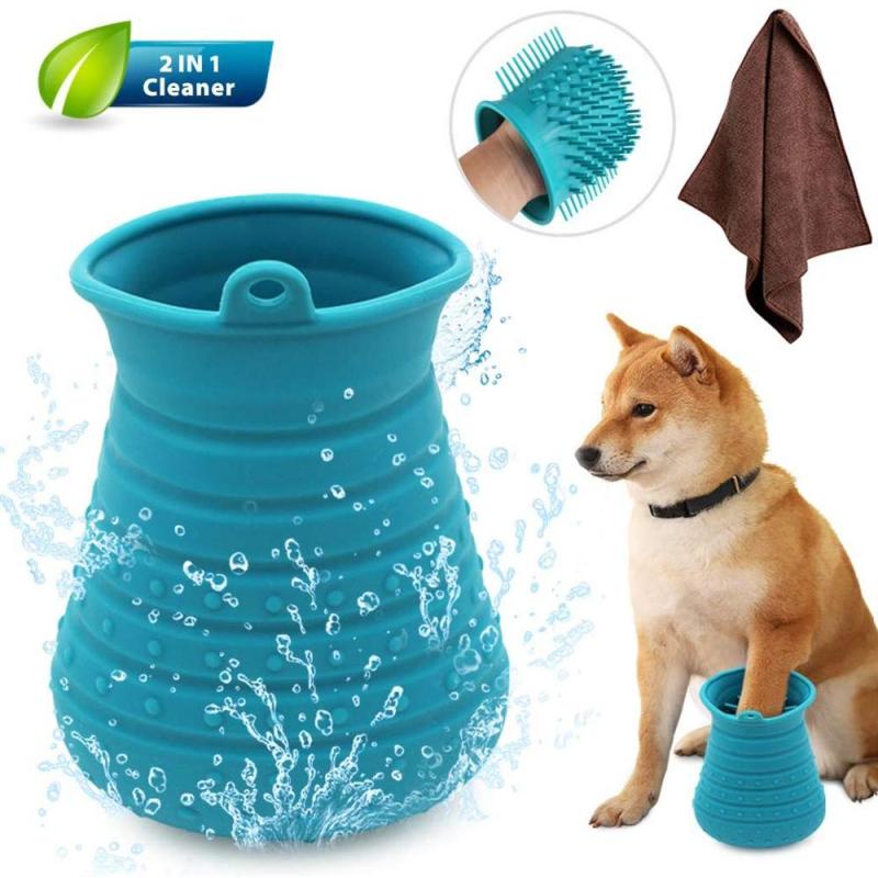 Dog Paw Cleaner Cup with Towel Pet Foot Washer Dog Cleaning Brush for Puppy Cats paw cleaner cup