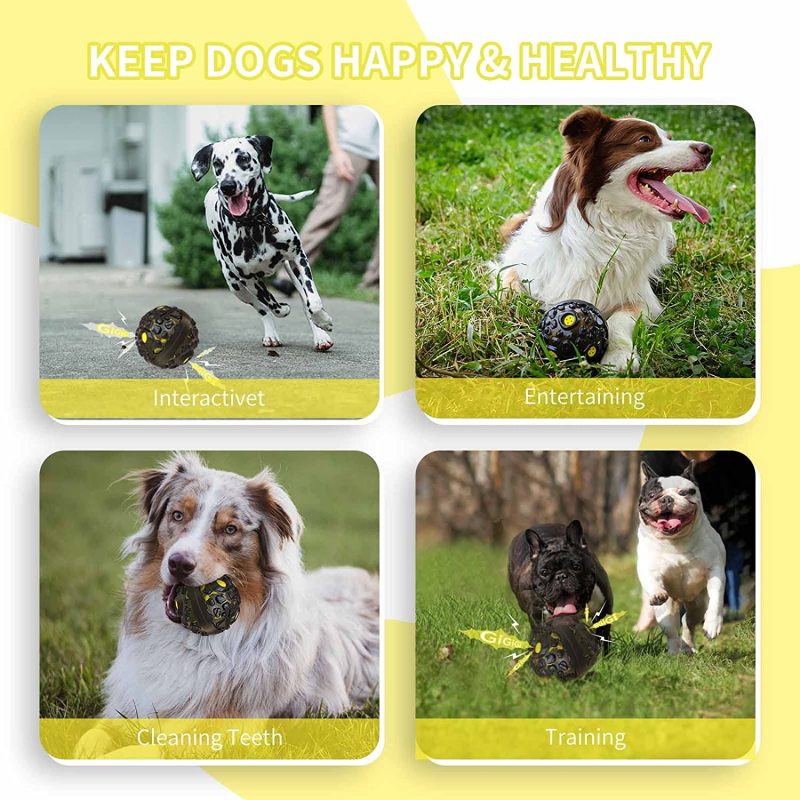 Dog Ball Toy Squeaky Giggle Ball Interactive for Aggressive Chewers Indestructible  Chew Toy for Small/Medium Dogs