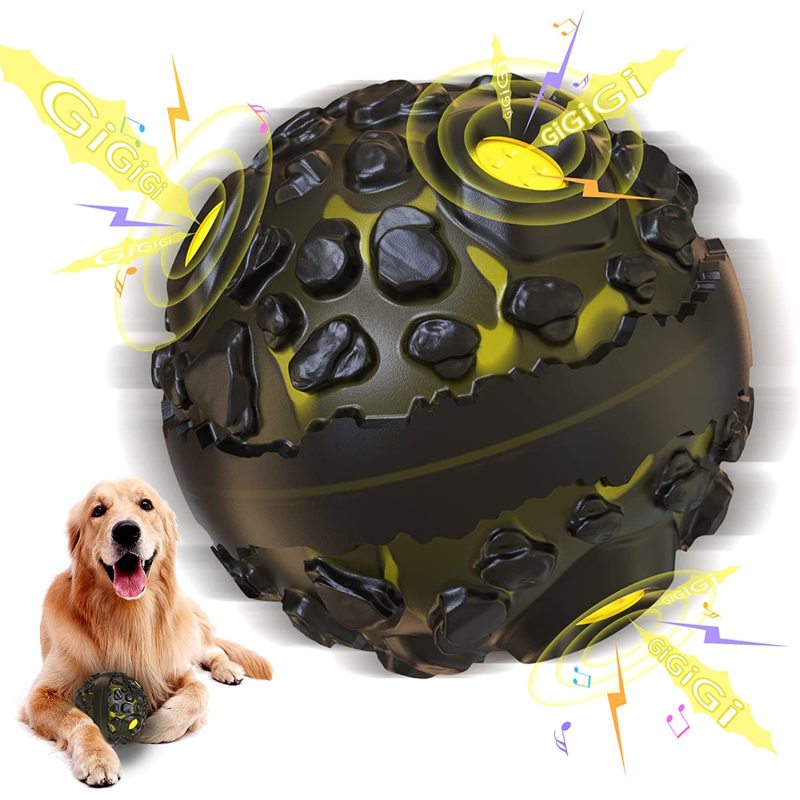 Dog Ball Toy Squeaky Giggle Ball Interactive for Aggressive Chewers Indestructible  Chew Toy for Small/Medium Dogs