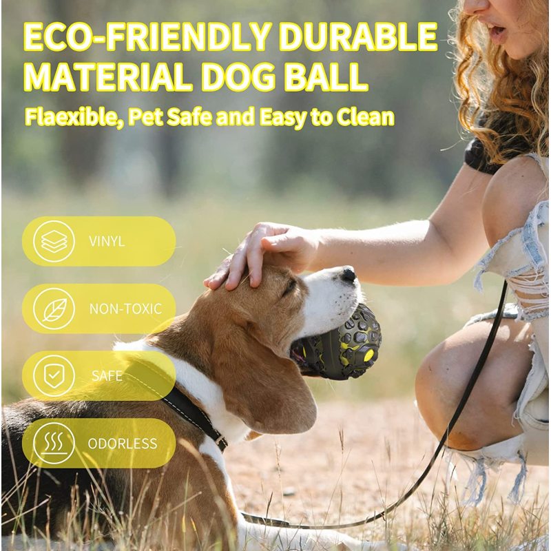 Dog Ball Toy Squeaky Giggle Ball Interactive for Aggressive Chewers Indestructible  Chew Toy for Small/Medium Dogs