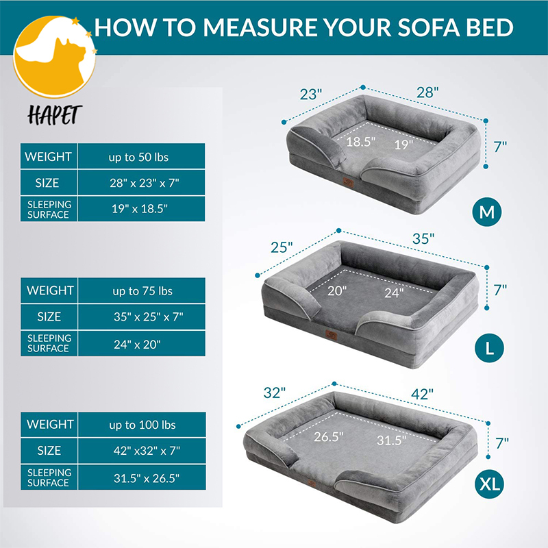 Orthopedic Dog Bed for Large Dogs, Washable and Waterproof 40D Memory Foam Dog Bed with Pillow