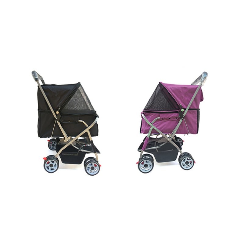 Two-Seater Pet Cart Double Sleep Cot Bed Car Super Light Folding Can Disassemble And Wash Cats And Dogs Widened Care Pet Car Out