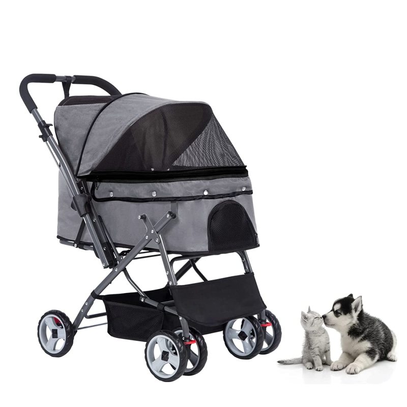 High Quality Material Gofist pet stroller body is made of high quality alloy steel, which is strong and durable, can withstand