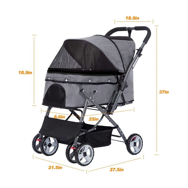 High Quality Material Gofist pet stroller body is made of high quality alloy steel, which is strong and durable, can withstand