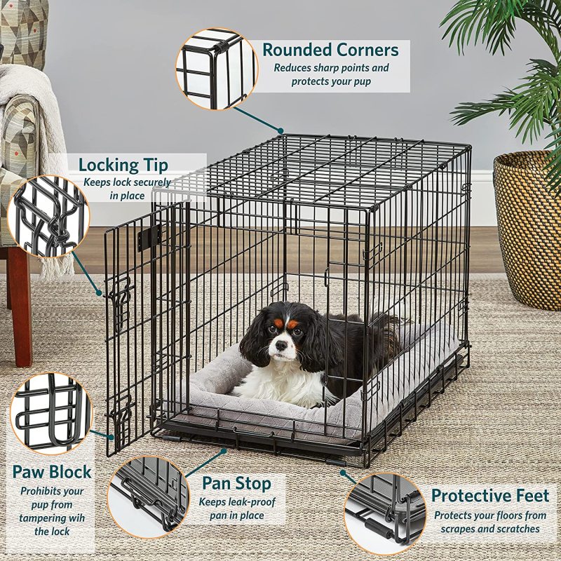 Dog Crate | Newly Enhanced MidWest Life Stages XS Folding Metal Dog Crate | Divider Panel, Floor Protecting Feet, Leak-Proof Dog