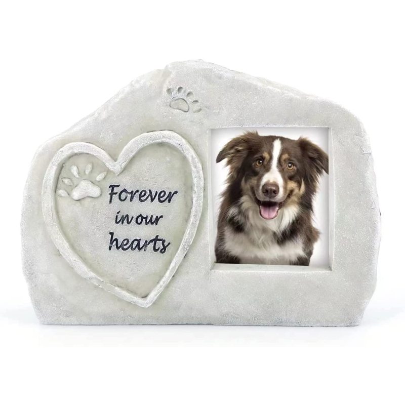 Pet Memorial Garden Stones, Cat or Dog Memorial Gifts Sympathy Pet Loss Gifts, Personalized Love Heart Paw Print Grave Markers