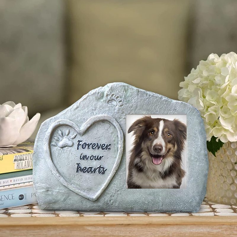 Pet Memorial Garden Stones, Cat or Dog Memorial Gifts Sympathy Pet Loss Gifts, Personalized Love Heart Paw Print Grave Markers